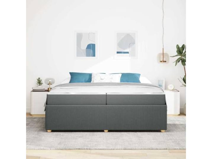 KTHLBRH Bettgestell dunkelgrau 200 x 200 cm Stoff Technisches Holz, Matratze inklusive, Füße aus Kunststoff, minimalistisches Design
