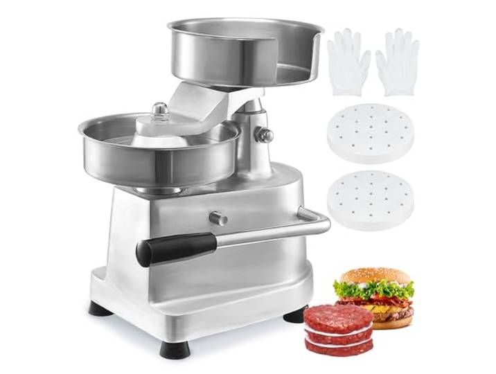 VEVOR Kommerzieller Burger-Patty-Maker, 150 mm, Hamburger-Rind-Patty-Maker, Strapazierfähig, Lebensmittelechter Edelstahl Burgerpresse, Küchenfleischformer
