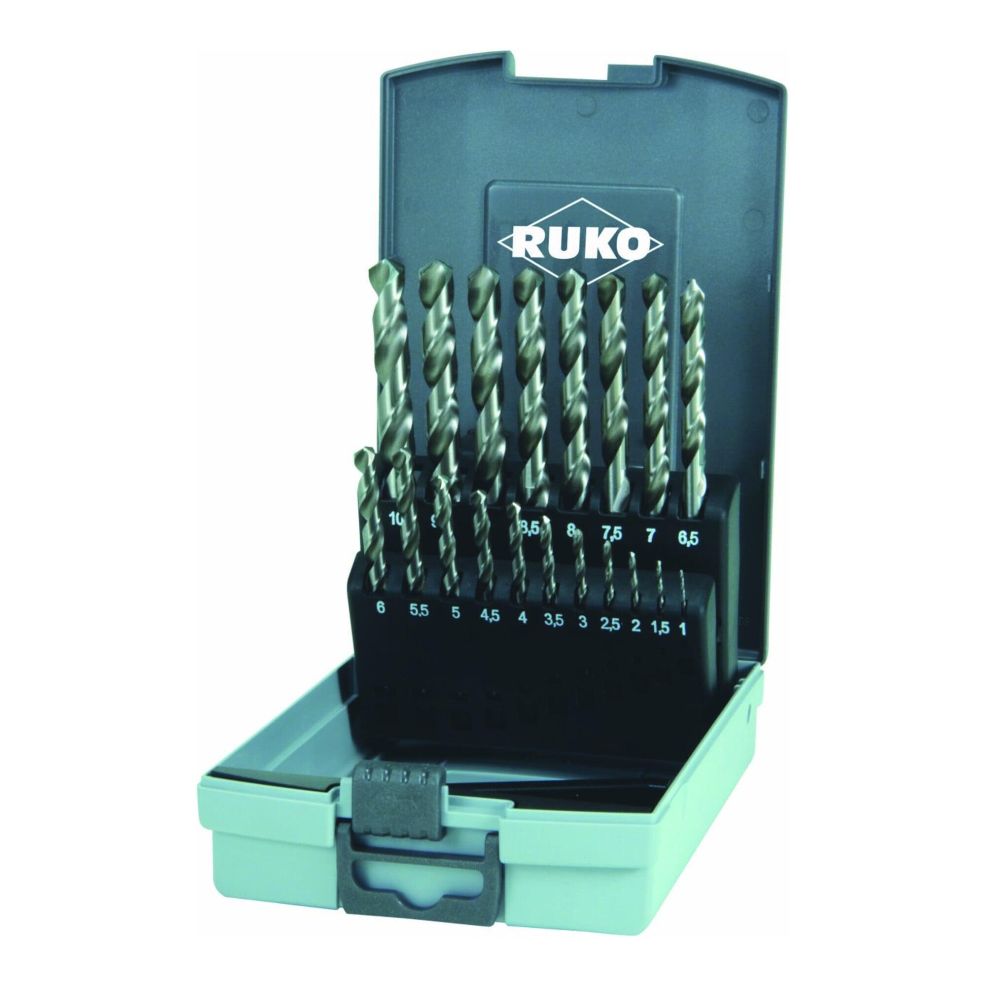 RUKO Spiralbohrersatz DIN 338 Typ N HSS G in Kunststoffkassette (ABS) (214214RO)