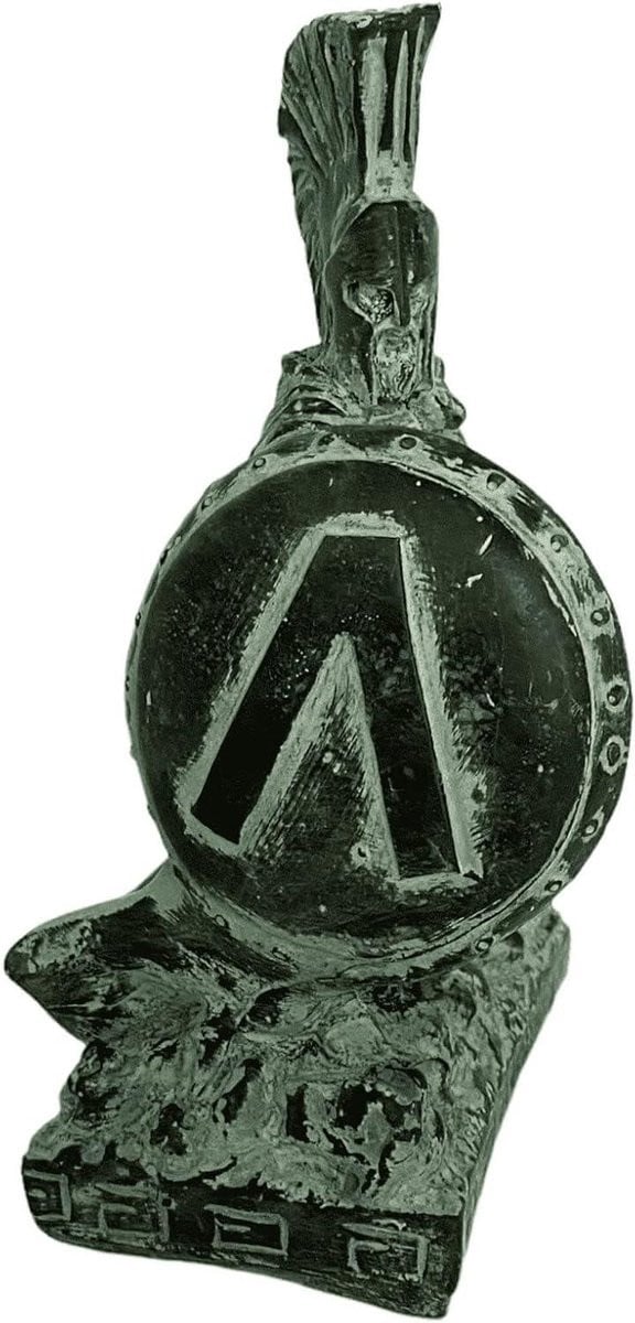 Leonidas Standbeeld Sparta Koning Groen - 16.5 cm - Handgemaakte Woonkamer Decoratie