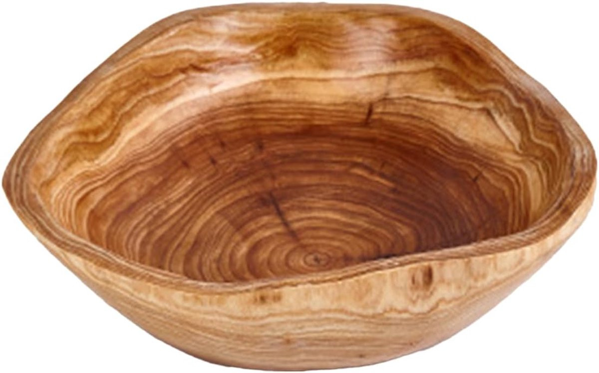 Houten Saladekom Serveerschaal met Rustiek Design - Breedte: 16 cm
