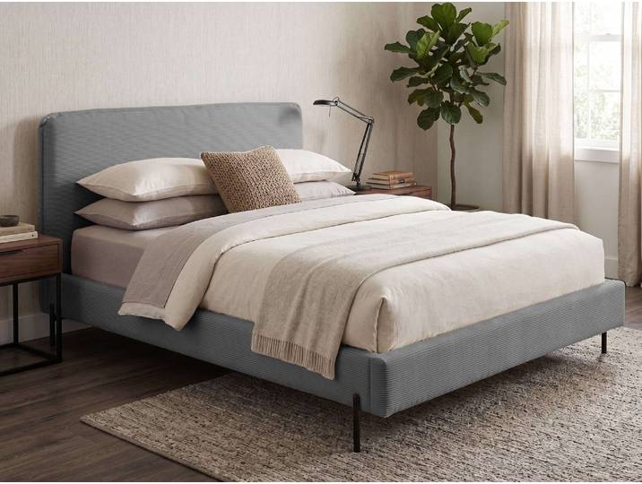 Polsterbett HOME AFFAIRE LAVOISIER Bettgestell mit Lattenrost, Breite 140/160/180/200 cm, Cord , grau, B:146cm H:94cm L:211cm, 92% Polyester, 8% Polyamide, Betten, Polsterbett, Rahmenbett mit Kopfteil, ohne Matratze und Topper