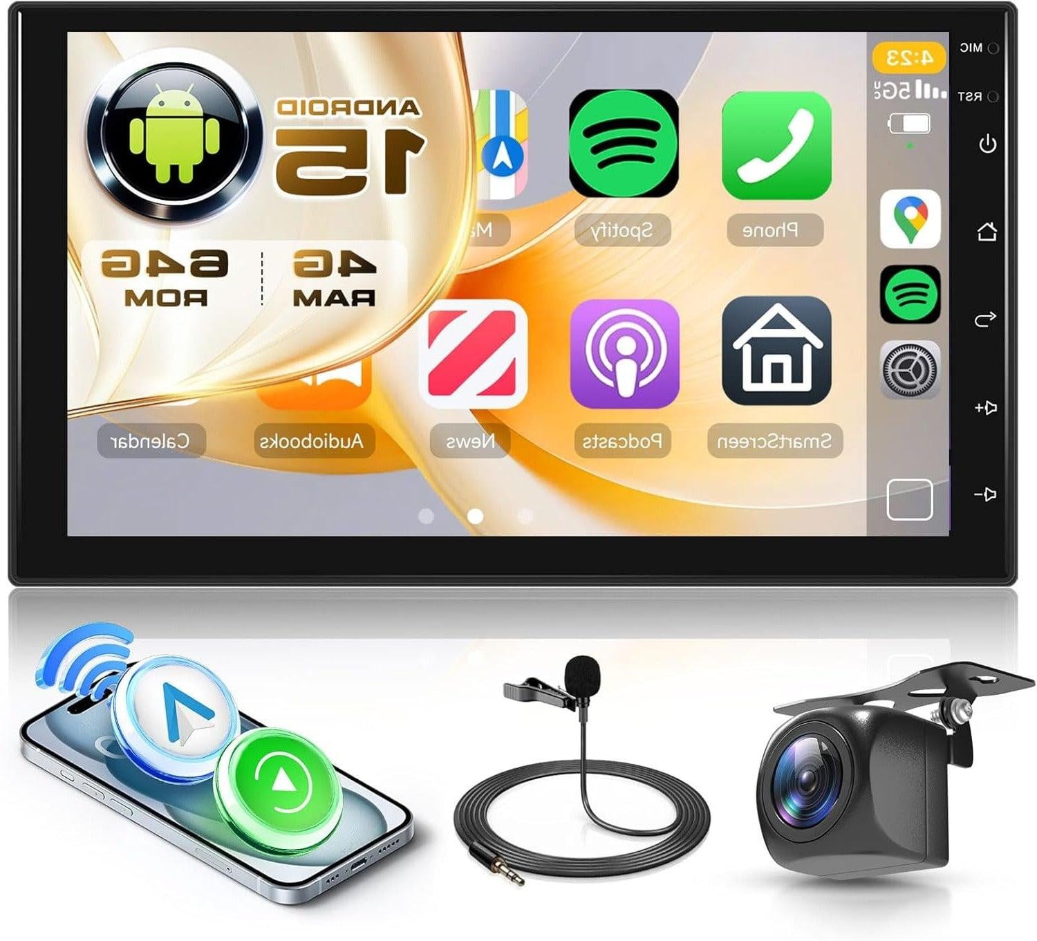 Selius Autoradio Android 2-DIN Multimedia Tuner met CarPlay en Navigatiesysteem