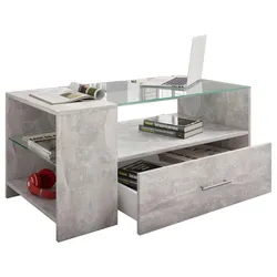 Couchtisch Tindala Beton-Optik mit Stauraum