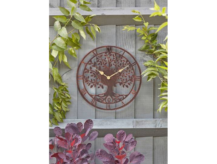 Wanduhr mit Lebensbaummotiv, Rost