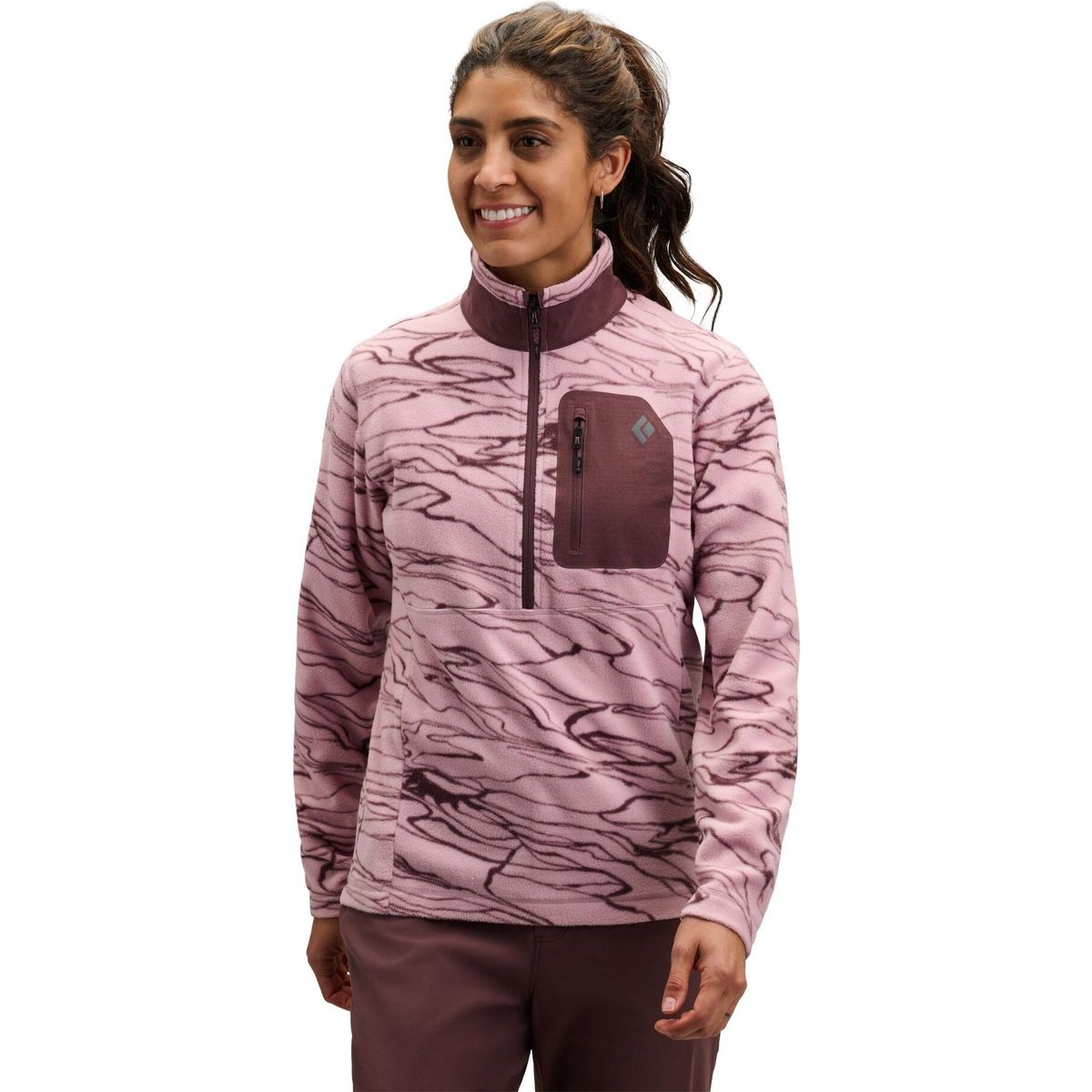 Black Diamond W Rift Half Zip Fleece Jacket relief-meadow rose-fig (9758) XLG AP7441169758XLG1