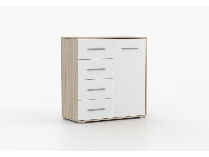 Kommode FRIDA MINI 01 SB 90 cm Sonoma Eiche Weiß
