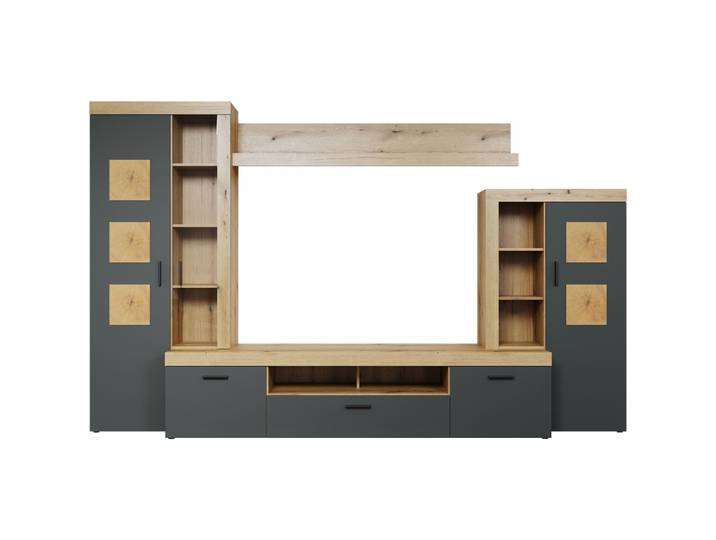 Wohnwand Henderson eiche Holzwerkstoff B 331 cm