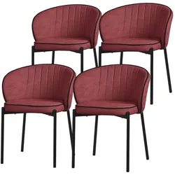ML-Design Esszimmerstühle 4er Set Rot, Stoffbezug & Metallbeine