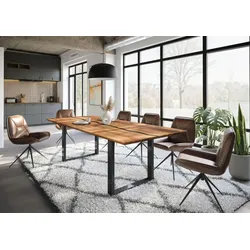 Esstisch Akazie 260x100x76 natur lackiert / Epoxid schwarz, U-Beine anthrazit glänzend EPOXY