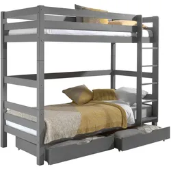 ETAGENBETT Karolina 210x182x105 aus Massivholz in grau