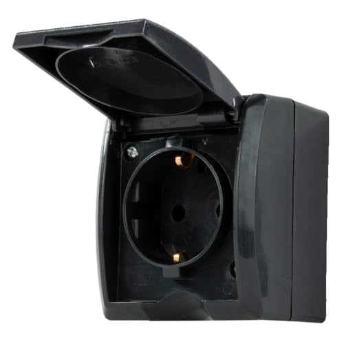 REV AquaForm Stopcontact voor vochtige ruimtes, IP44 eenpolig, opbouw, antraciet