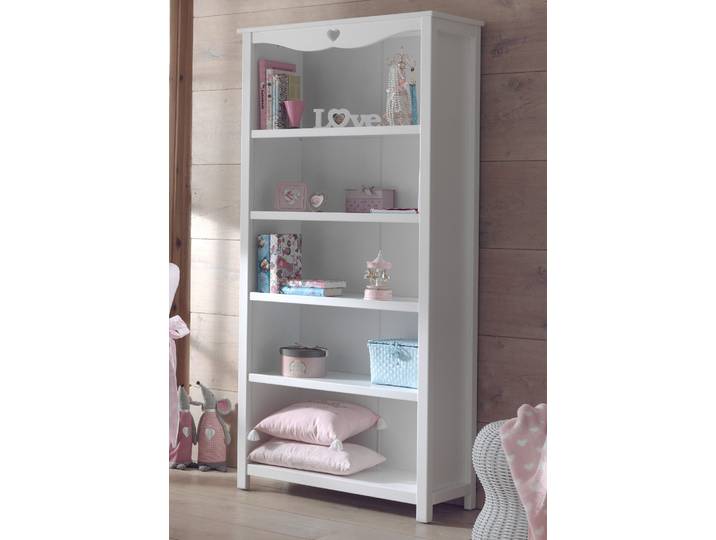 Kinderregal VIPACK Amori, mit 5 geräumigen Fächern, 4 feste Böden , weiß, B:90cm H:190cm T:40cm, Holzwerkstoff, MDF, Regale, Kinderregal, bietet viel Stauraum im Zimmer, weiß lackiert