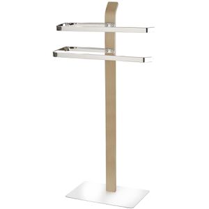 Wenko Handtuchhalter Samona Nature, silber / braun, verchromtes Metall/Holz, 2 Halterarme zu je 40,5cm