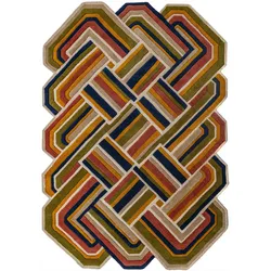 TEPPICH aus Wolle SOAR in Terrakotta, geometrisch, 140 x 200 cm