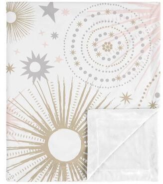 Sweet Jojo Designs Star and Moon Celestial Collection Girl Baby Receiving Security Swaddle Blanket - Blush Pink, Gold, and Grey