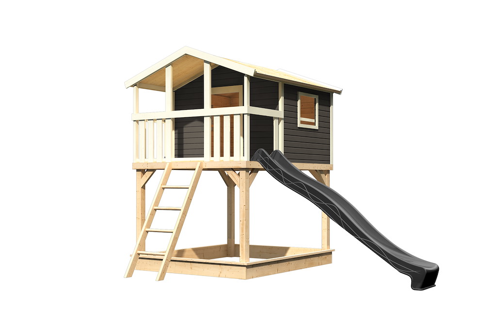 KARIBUHOLZT Spielturm Benjamin 198x243x309 tgrau m.Rutsche 16988421