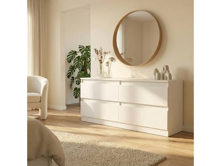 Komodee TV Schrank SOLA R4 Weiß 127x61x44 cm TV Schrank SOLA - Weiß - 4 Schubladen - Breite 127 cm, Höhe 61 cm, Tiefe 44 cm