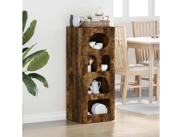 RJPLMFV ELST Sideboard Raucheiche 40 x 35 x 100,5 cm Holz Verstellbare Regale, minimalistisches Design, Aufbewahrung für Esszimmer und Wohnzimmer, einfache Wartung