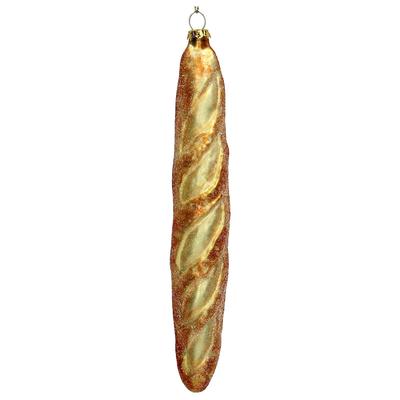 Christbaumschmuck Glas 21cm Baguette Figur Handbemalt & mit Glitzer Weihnachtsbaum Anhänger Weihnachten Weihnachtsbaumschmuck Gebäck Hellbraun