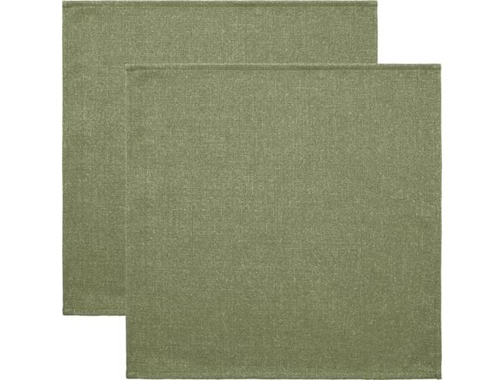 Erwin Müller Serviette 2er-Pack Uni, Krefeld Oliv Größe 40x40 cm - fleckabweisend, schmutzunempfindlich und leicht zu reinigen, Leinen-Optik