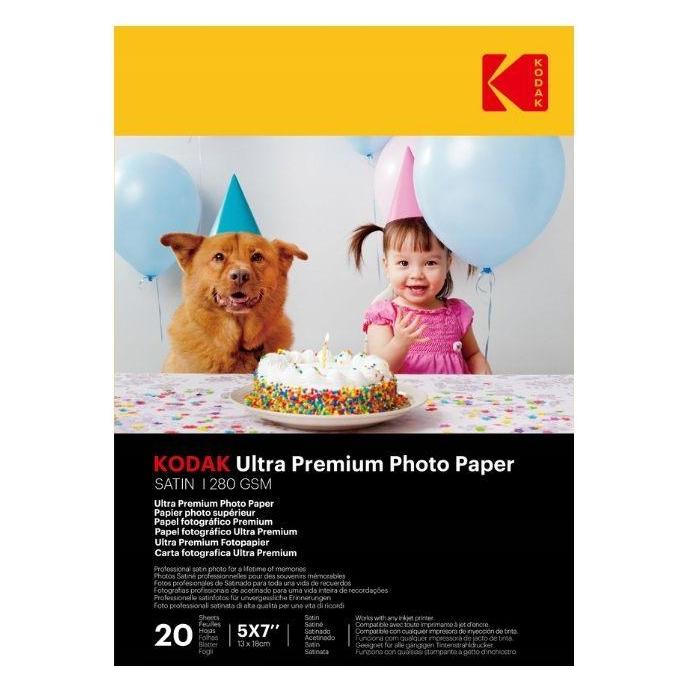 Kodak Papier Foto Fotograficzny do Drukarki 20 szt 5x7" 13x18cm 280g SATIN / 9891-655 (KODAK)