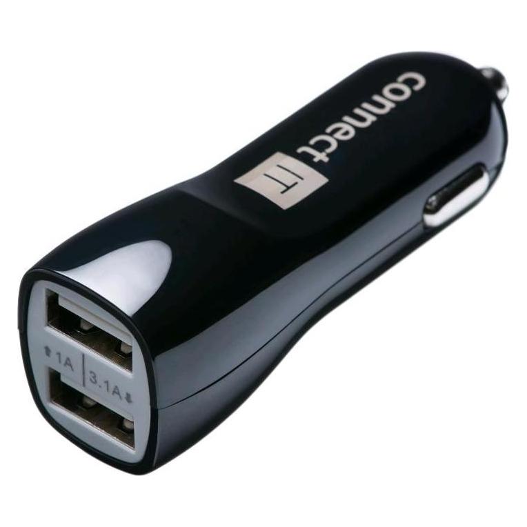 Connect IT CI-243 USB-Adapter für Auto-Zigarettenanzünder schwarz / 2× USB / 3,1A 1A (CI-243)
