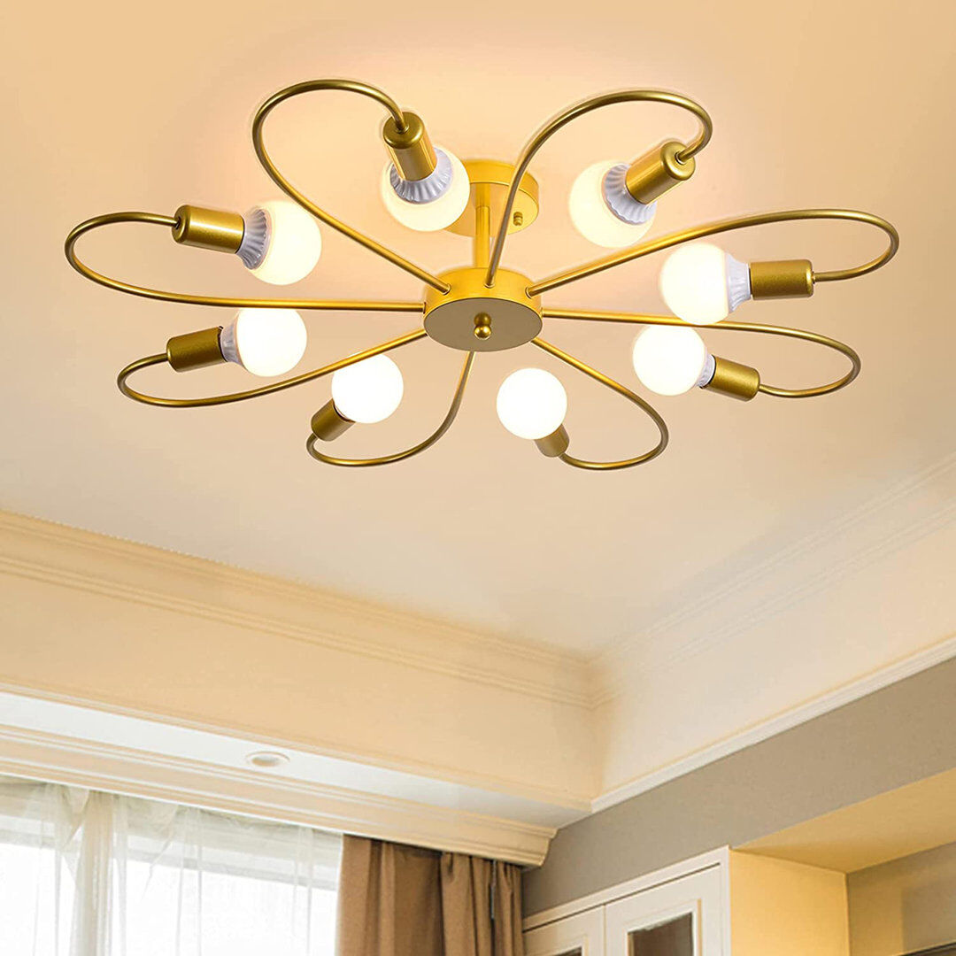 Blue Elephant Azeriah 8-Light 84cm Semi Flush Mount ‎Gold 18cm H X 84cm W X 84cm D