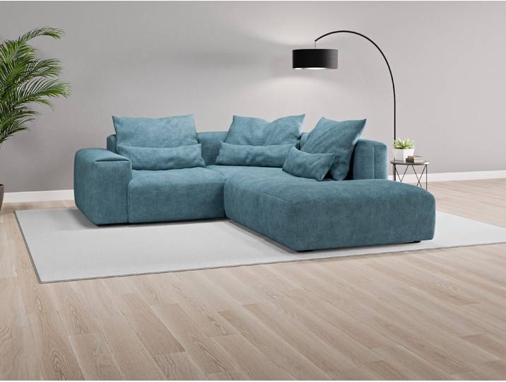 Ecksofa Denver Nr. 3 rechts - Blau (Fernblau) - Cordstoff