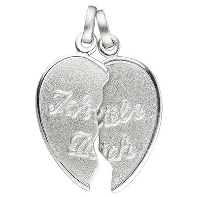 Puzzleanhänger JOBO "Partneranhänger Ich Liebe Dich", silber (silber 925), Schmuckanhänger, Damen, Silber 925 (Sterlingsilber), 925 Silber