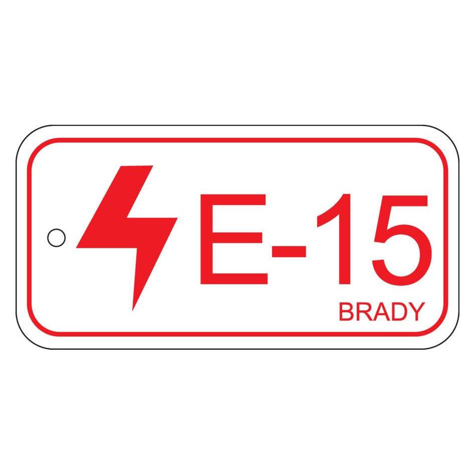 Brady B-7527, Polypropylen Schild, Energy Source Tag - Electrical/Elektrik, 75 x 38mm, Rot auf Wei (ENERGY TAG-E-15-75X38MM-PP/25)
