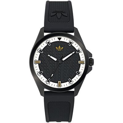 Quarzuhr ADIDAS ORIGINALS "ORIGINALS ICONIC ONE", schwarz (schwarz, schwarz), Armbanduhren, Damen, schwarz, Quarzuhr, Armbanduhr,Herrenuhr,Damenuhr,Silikonarmband,wasserabweisend bis 5 bar