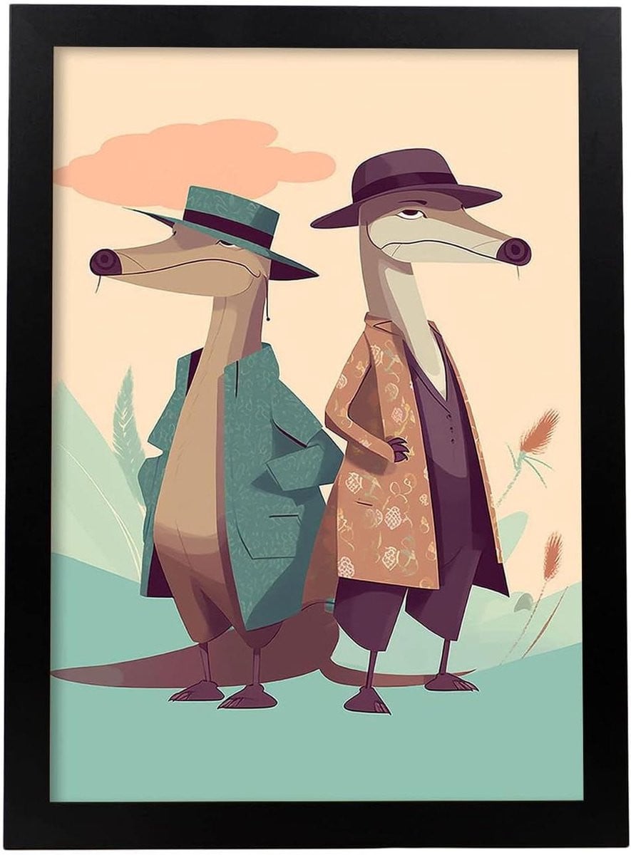 Poster met lijst - Wanddecoratie Prent in Mode stijl - A4 - Zwart