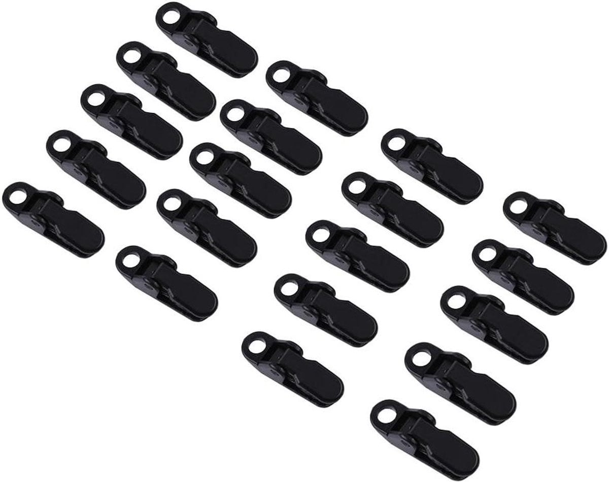 Tarp Clips Luifel Klemmen Zwart - 20 stuks - Sterke kunststof voor outdoor activiteiten