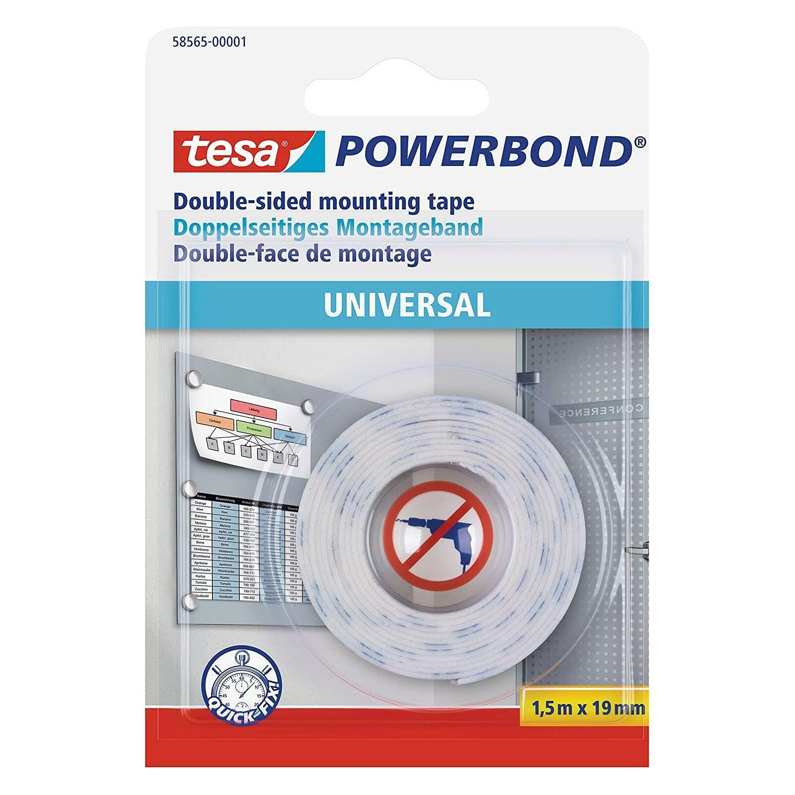 tesa Powerbond UNIVERSAL doppelseitiges Montageband (19 mm) (58565-00001-00)