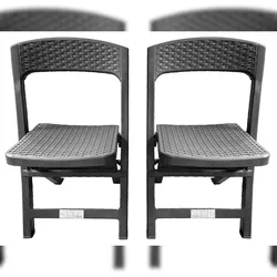 2x Gartenstuhl Balkonstuhl Klappstuhl Rattan Optik Stuhl Gartenmöbel 0512