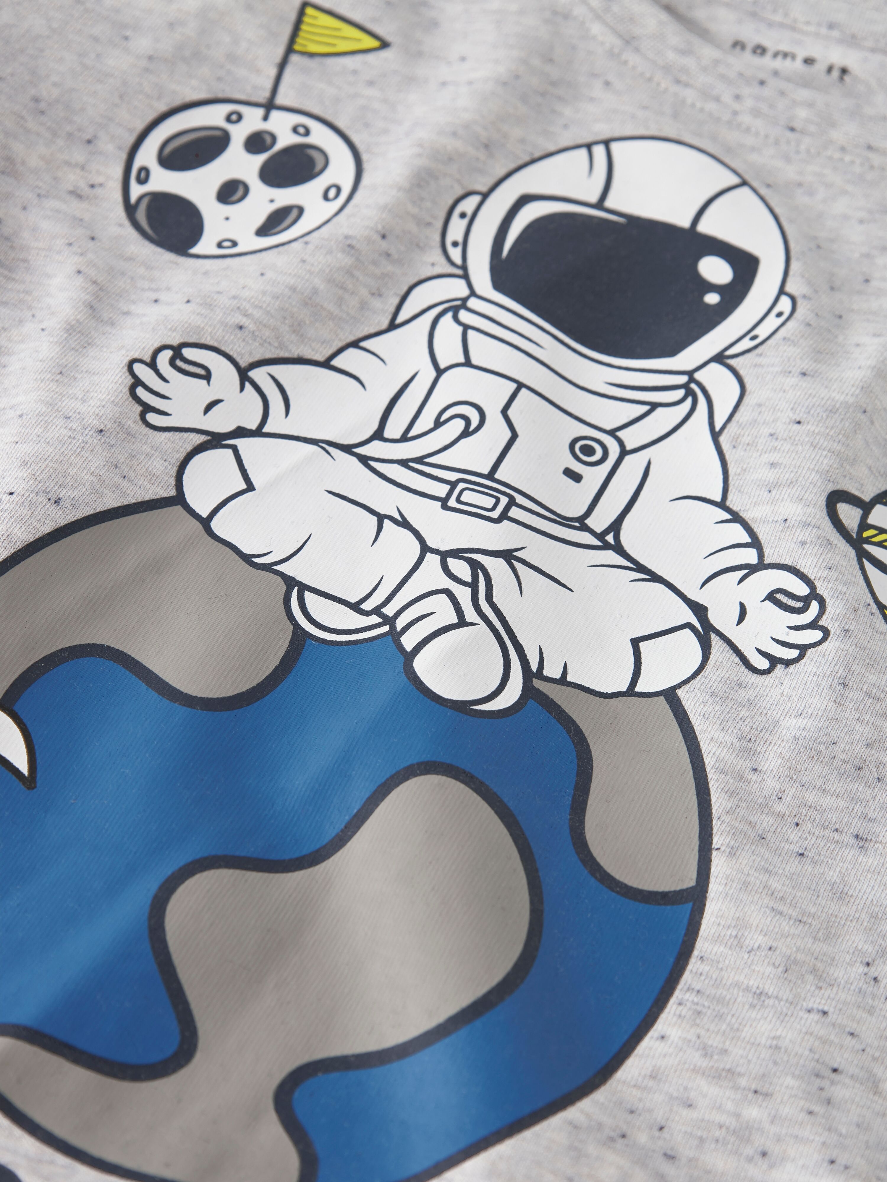 Langarmshirt NAME IT "NMMDACK NASA LS NREG TOP BOX NAS", Jungen, Gr. 92, peyote melange, Jersey, Obermaterial: 98% Baumwolle, 2% Polyester, bedruckt, normal normal, Rundhals, Shirts Langarmshirt peyote melange 92