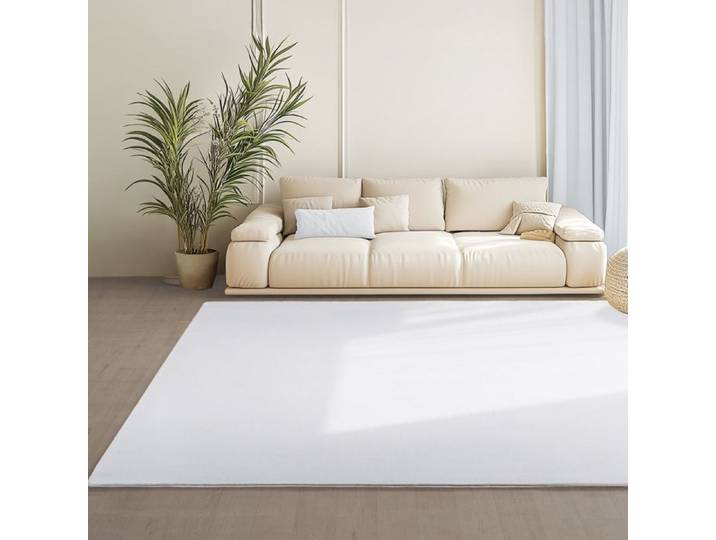 Teppium Tapis Blanc 200x280 cm Lavable Antidérapant et Doux tapis uni Salon et Chambre