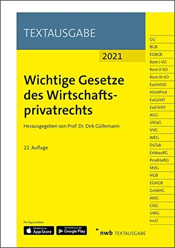 Dirk Güllemann - Wichtige Gesetze des Wirtschaftsprivatrechts: Stand: 1. Januar 2021 (NWB Textausgabe) - Preis vom 01.10.2026 17:08:56 h