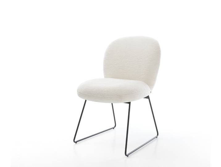 Esszimmerstuhl Nube-Flex Bouclé Soft Beige Kufengestell Schwarz Taschenfederkern, Esszimmerstühle