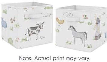 Sweet Jojo Designs Farm Animals Collection Foldable Fabric Storage Bins - Watercolor Farmhouse Horse Cow Sheep Pig