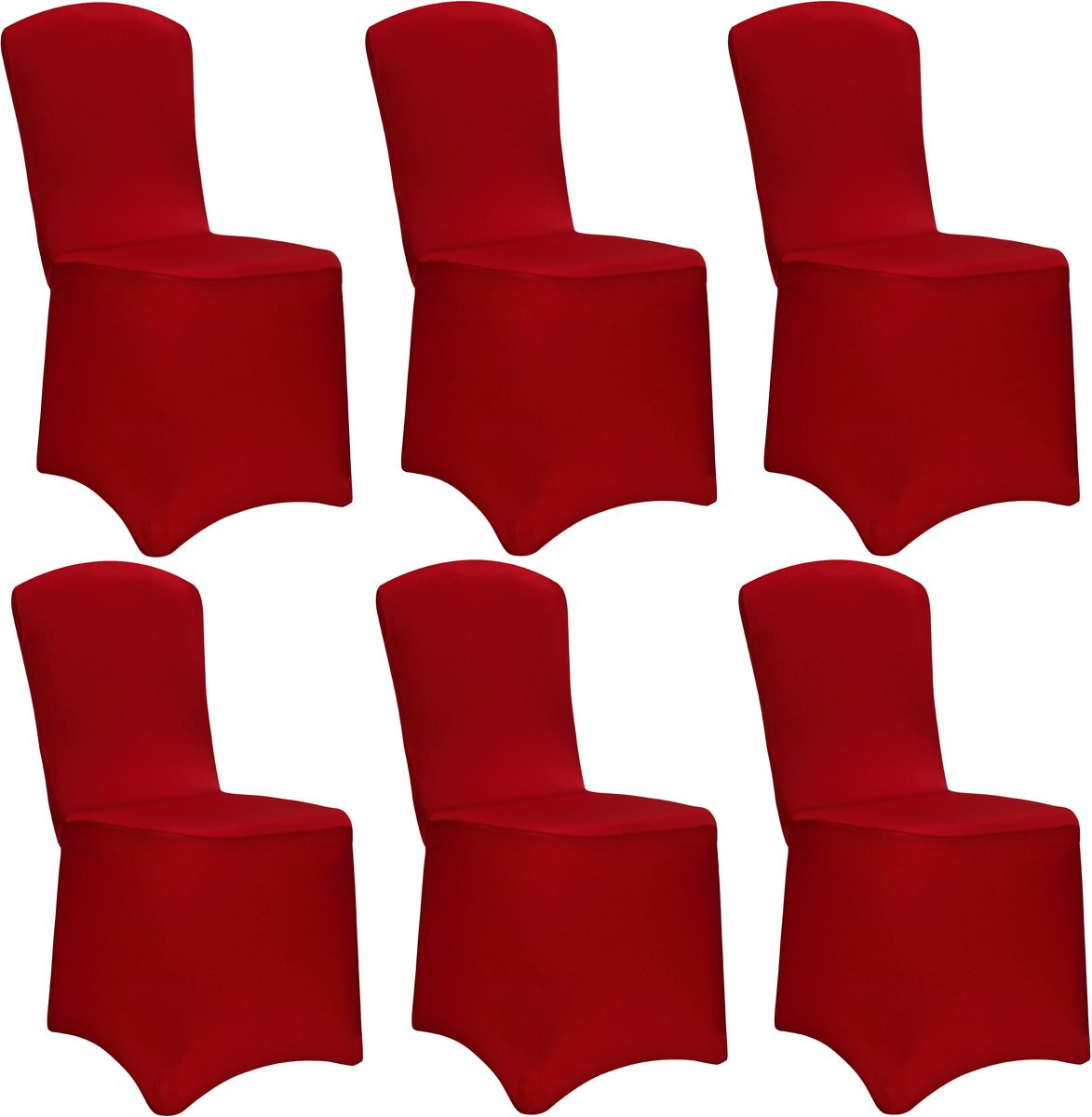 Detex Set van 6 Stoelhoezen Bordeauxrood - Stretch Universeel 80 tot 110 cm