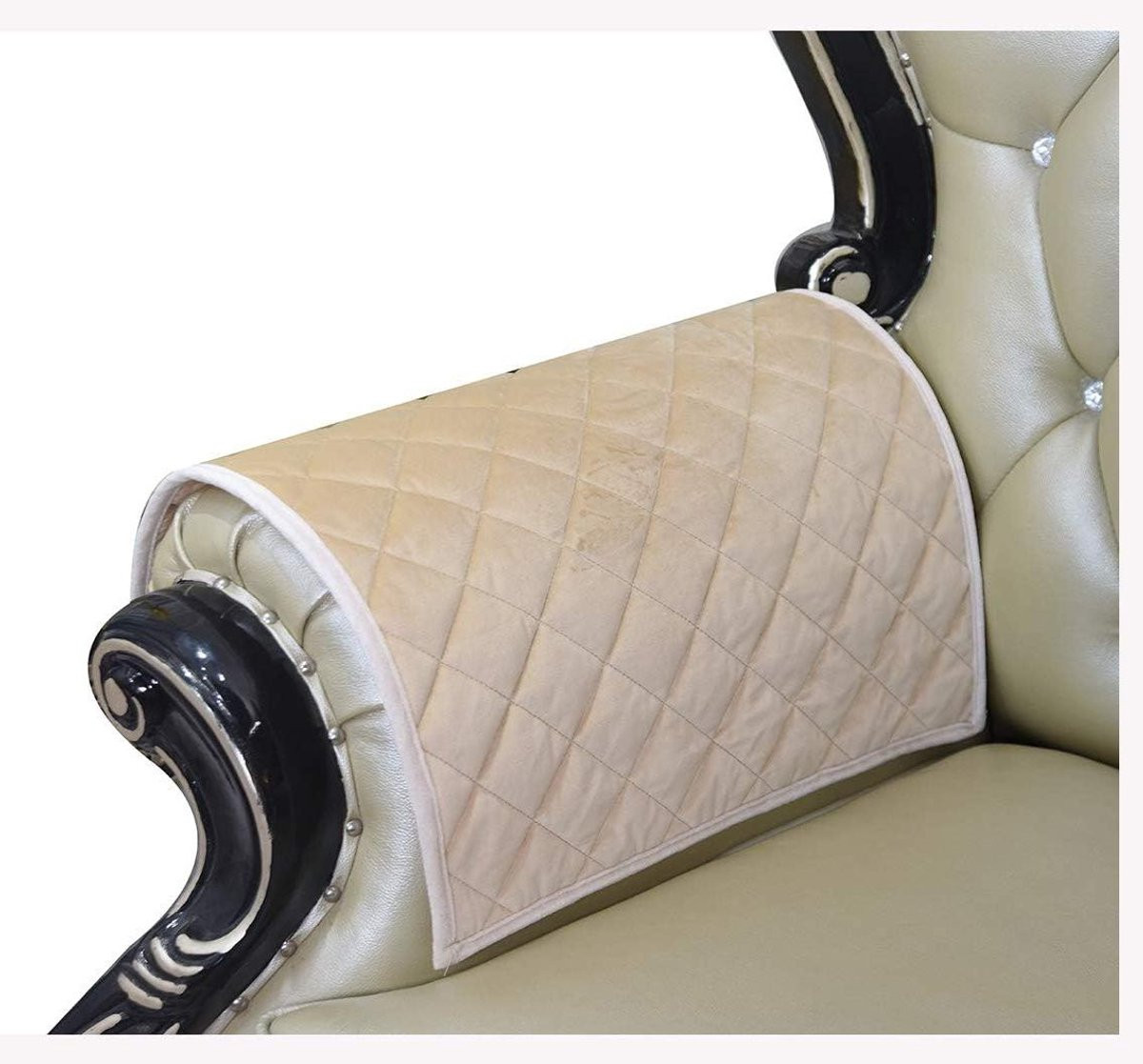 Antislip Armleuninghoezen Beige - Ultra zachte Fluweel Bankbeschermers - 50 x 60 cm