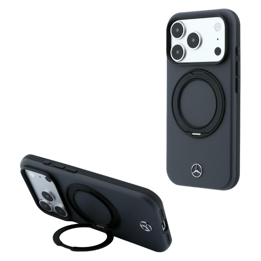 Mercedes Case Leather with Ring Stand MagSafe for iPhone 18 Pro / 17 Pro anthracite (Apple iPhone 17 Pro, Apple iPhone 18 Pro) (Mer008869)