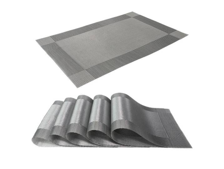 Intirilife Platzset Untersetzer 45/30 cm (6er-Set), Grau, Kunststoff, 30x0.16x45 cm, Heimtextilien, Wohntextilien, Tischwäsche, Tischset