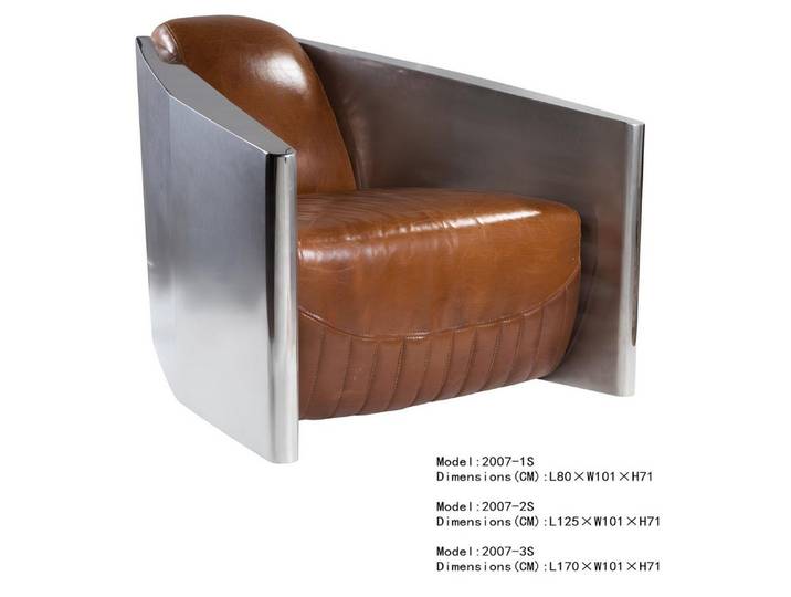 JVmoebel Loungesessel Retro Clubsessel aus braunem Echtleder mit Aluminiumgestell (Packung, 1-St., Retro Clubsessel aus braunem Echtleder mit Aluminiumgestell), Made in Europa