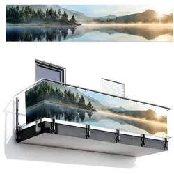 BALKON-SICHTSCHUTZ See - Nebel - Berge - Landschaft Deko XXL 500x110 cm