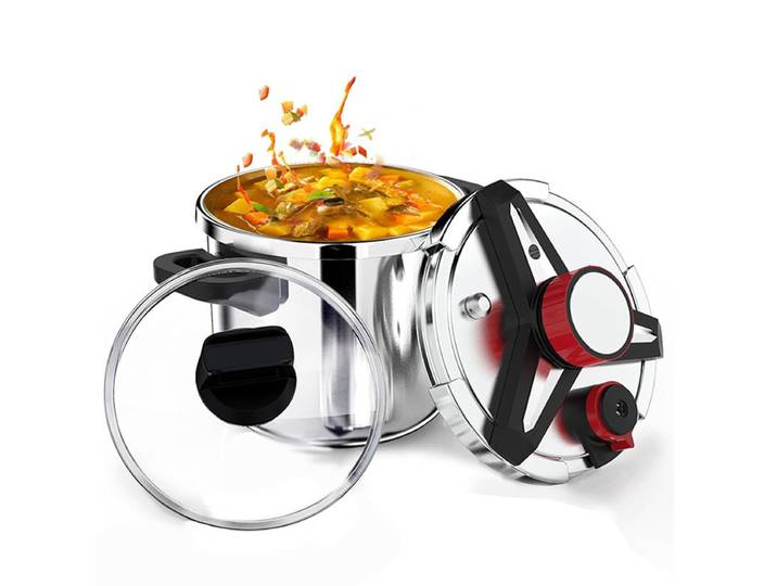 Autocuiseur en acier inoxydable 5/7L avec couvercle en verre, anti-déflagrant, économie d'énergie, autocuiseur de sécurité, cuisinière à gaz à Induction