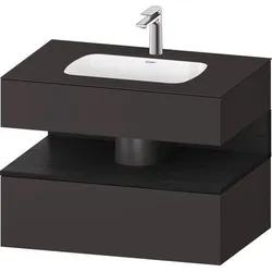 Duravit Qatego Einbauwaschtisch mit Konsolenwaschtischunterbau Eiche Schwarz & Graphit Matt & Superm QA4785016800000