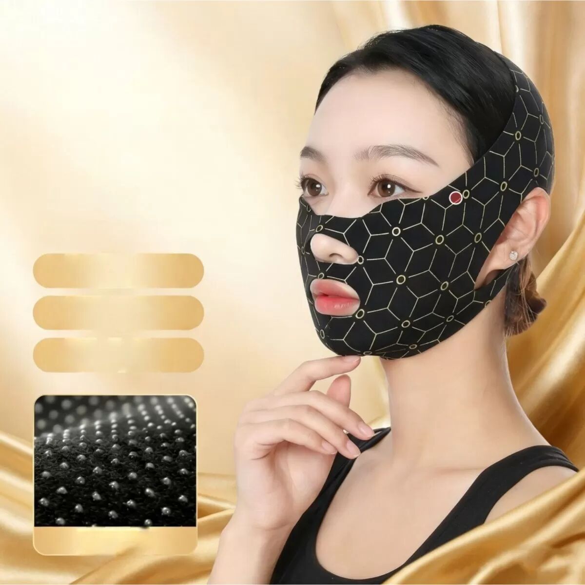 INF Bande de compression monocouche basique 4.0 pour lifting du visage en V (lot de 2) – Enveloppement complet à 360° pour le